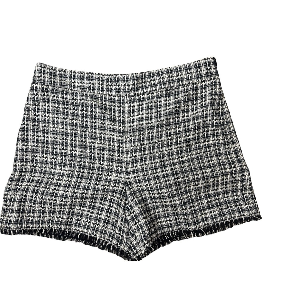 Ann Taylor sz 6 black/white tweed shorts with fringe womens